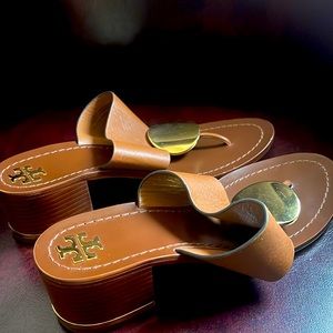 Tory Burch Patos Disk Leather Block Heel Sandal